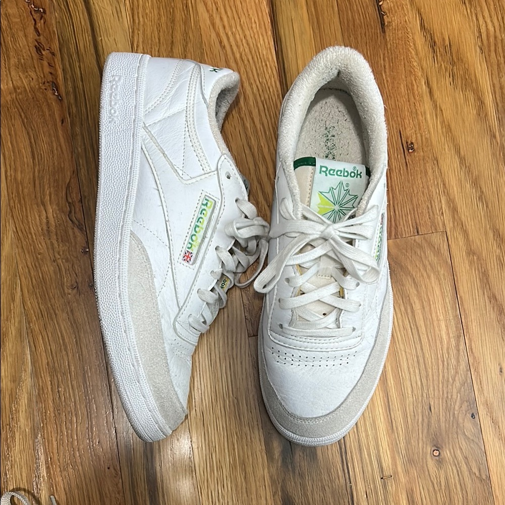 Reebok Classic White and Green Sneakers